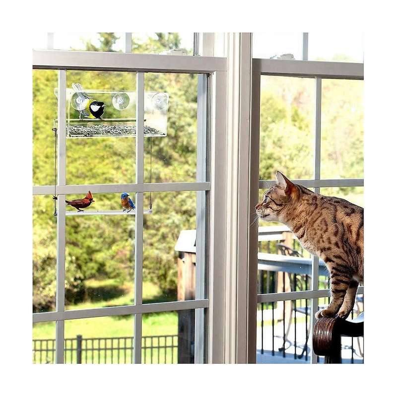 Window Weatherproof Outdoor Suction Cup Hanger Window with 3 Section Tray and Roof Cover