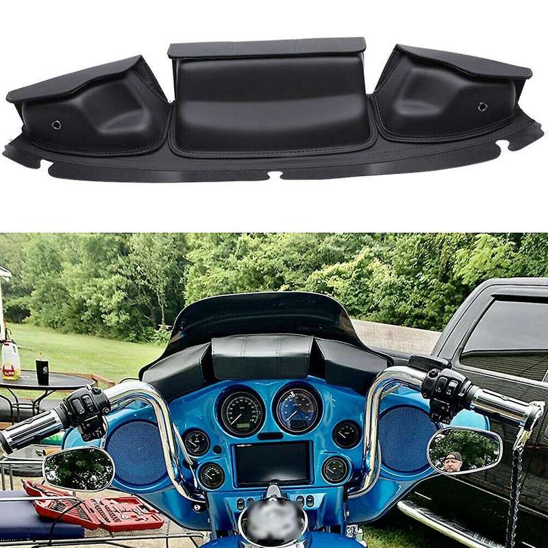 Windshield Bag Three Pocket Batwing Fairing Pouch for 2014-2022 Touring Glide, Street Glide Tri Gli