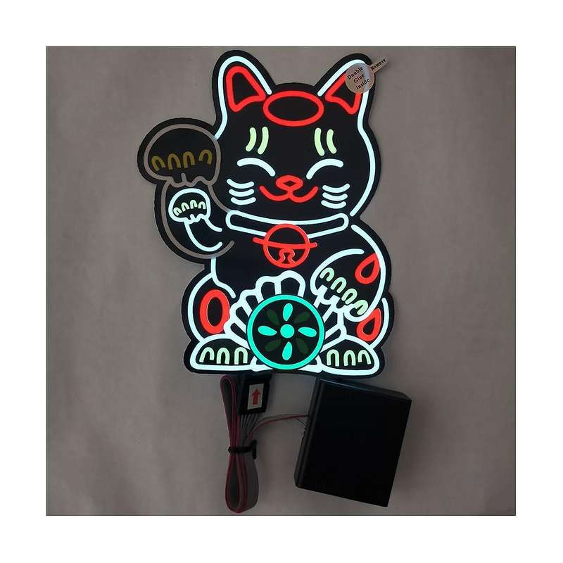 Windshield Fortune Lucky Kitty Car Led Light Safe Stickers for Jdm Glow Panel Decoration Accessorie