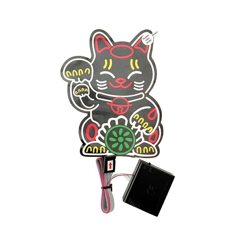 Windshield Fortune Lucky Kitty Car Led Light Safe Stickers for Jdm Glow Panel Decoration Accessorie
