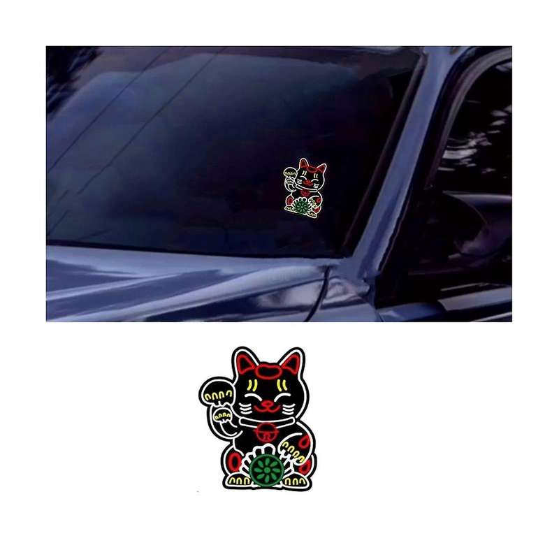 Windshield Fortune Lucky Kitty Car Led Light Safe Stickers for Jdm Glow Panel Decoration Accessorie