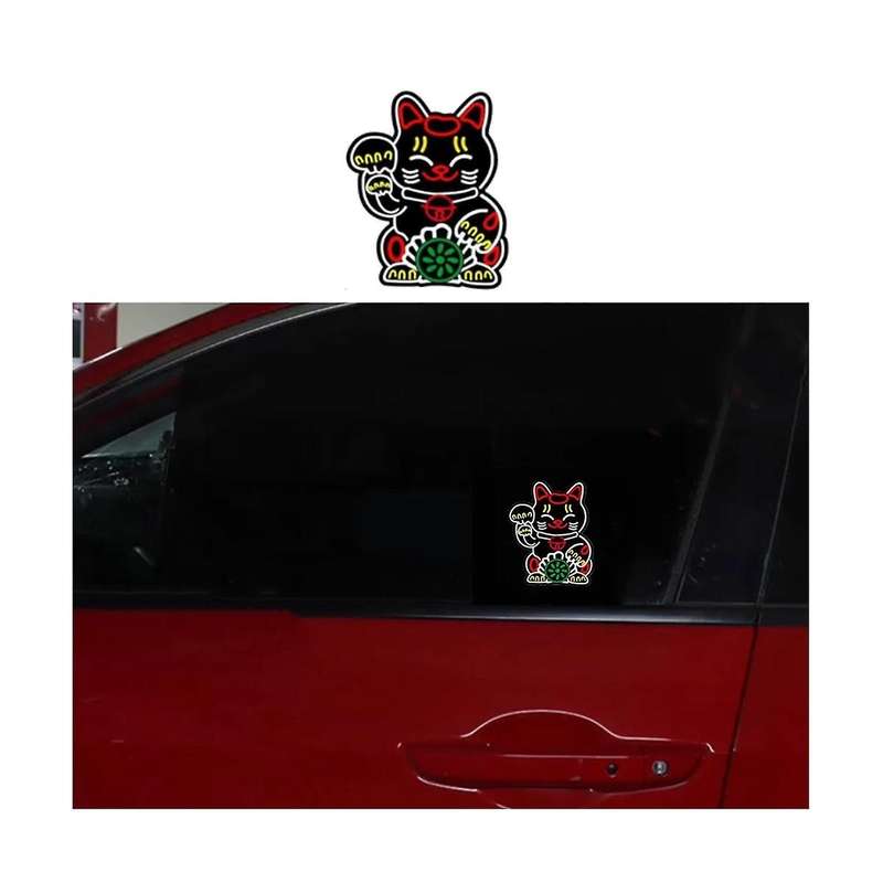 Windshield Fortune Lucky Kitty Car Led Light Safe Stickers for Jdm Glow Panel Decoration Accessorie