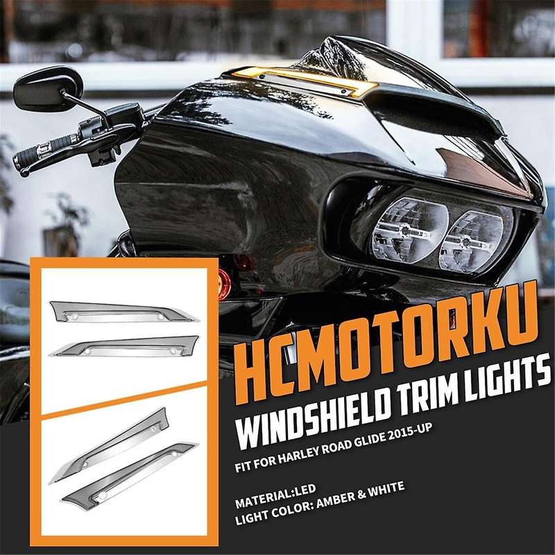 Windshield Trim Lights Windscreen Fairing Led Turn Signals Running Light for Road Glide Models - Si