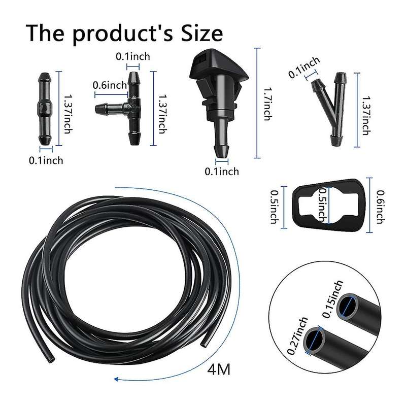 Windshield Washer Nozzles Kit for Ram, Windshield Washer Nozzle Hose with 157-inch Windshield Fluid
