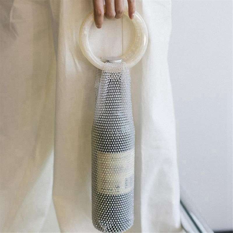 Wine Bag, Elastic Net Sturdy Handle Wedding Gift, Sparkly Beautiful Reusable Wine Bag for Wedding Bi