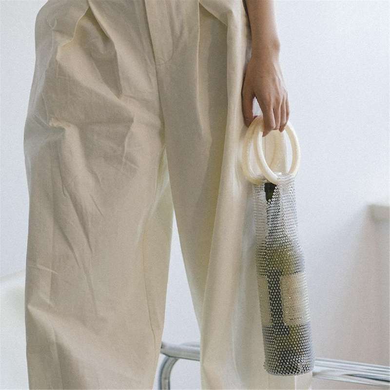 Wine Bag, Elastic Net Sturdy Handle Wedding Gift, Sparkly Beautiful Reusable Wine Bag for Wedding Bi