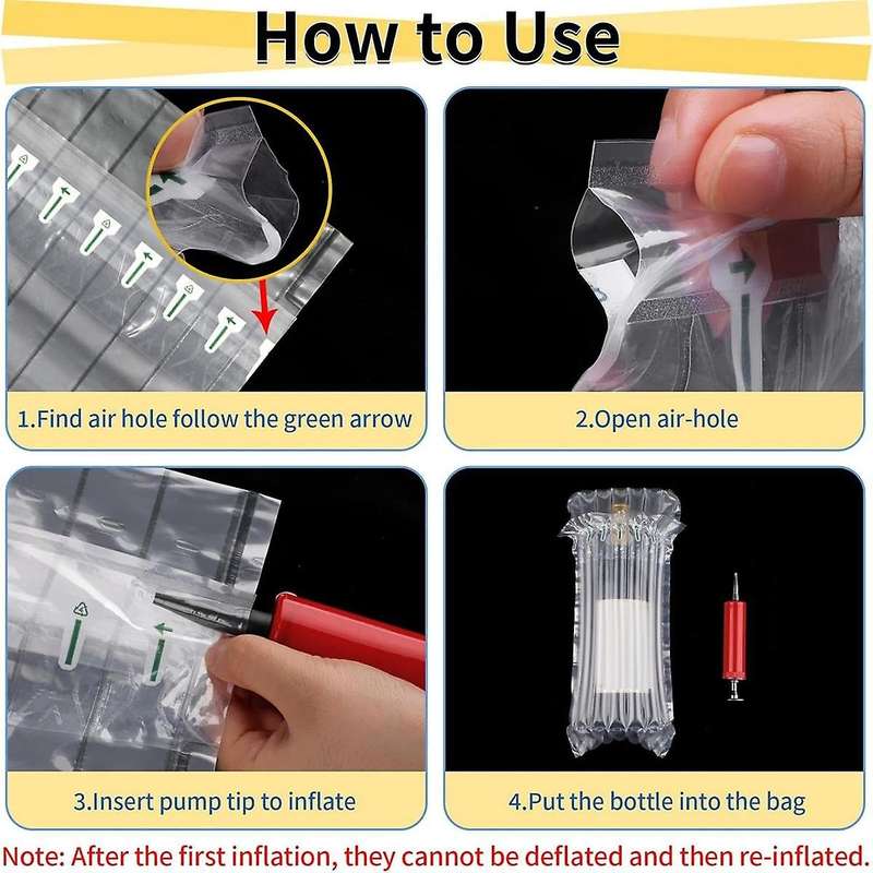Wine Bottle Travel Protector Bags, 20 Packs Inflatable Wine Bags for Travel with Reusable Pump, Infl