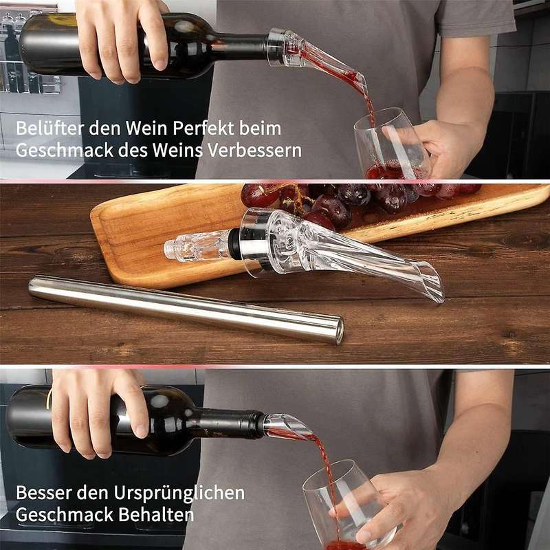 Wine Cooling Stick, Wine Cooler Stick Set Including 2 Different Decanters + 2 Pieces Stainless Steel