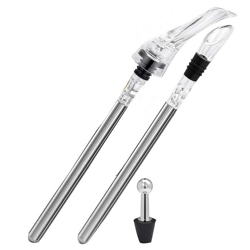 Wine Cooling Stick, Wine Cooler Stick Set Including 2 Different Decanters + 2 Pieces Stainless Steel