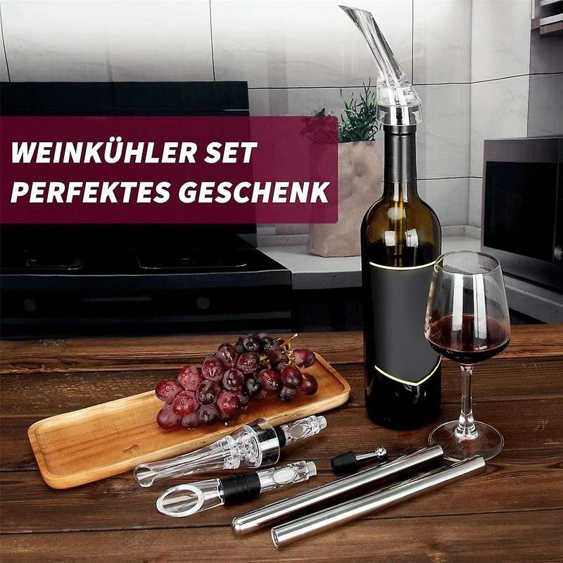 Wine Cooling Stick, Wine Cooler Stick Set Including 2 Different Decanters + 2 Pieces Stainless Steel