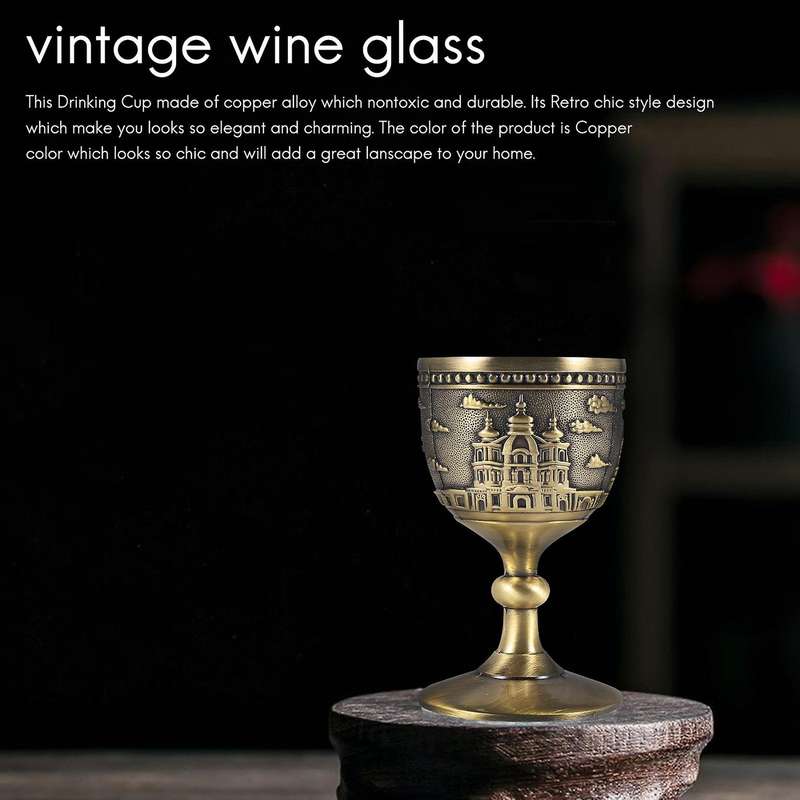 Wine Cup Small Goblet Household Copper Wine Glass Carving Pattern