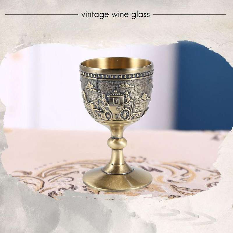 Wine Cup Small Goblet Household Copper Wine Glass Carving Pattern