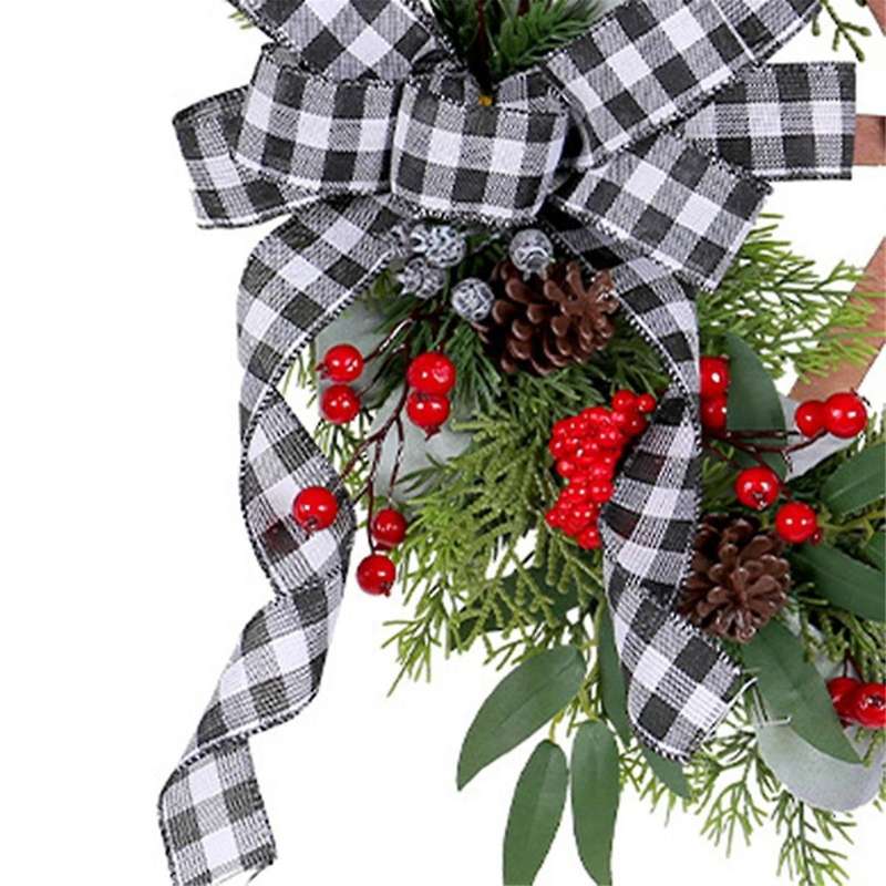 Winter Wreath-farmhouse Wagon-wheel Christmas Wreath for Front Door Porch Outside Vintage Wall Decor