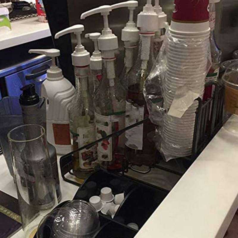 Wire Display Rack Monin Syrup Rack Coffee Storage Rack Multifunction Milk Tea Cup Rack Display