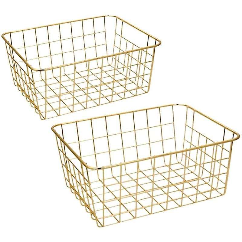 Wire Baskets, Gold Wire Basket, Organizing Storage Crafts Decor Kitchen (gold )