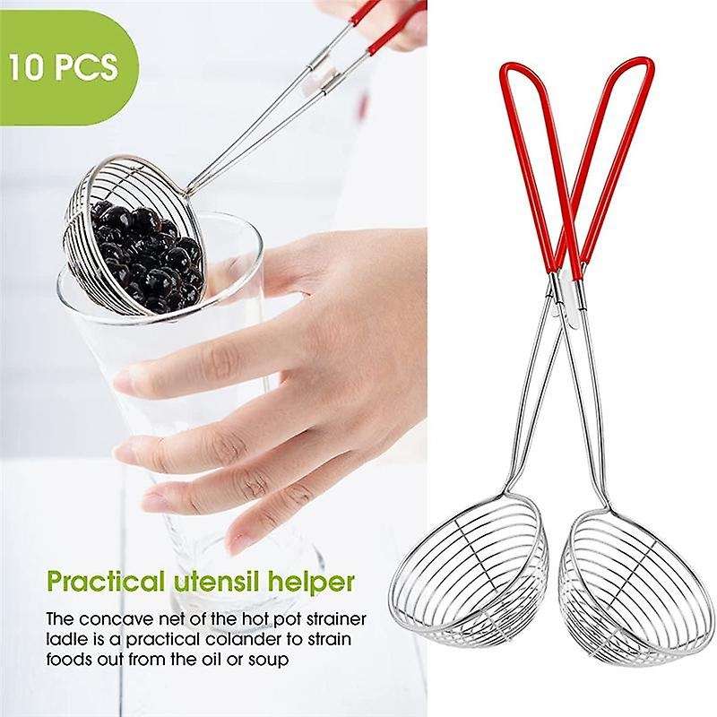 Wire Skimmer Spoon with Handle for Hot Pot Eating Soup Draining 10Pcs