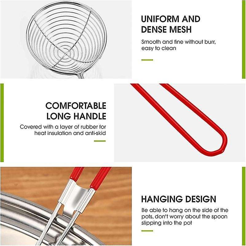 Wire Skimmer Spoon with Handle for Hot Pot Eating Soup Draining 10Pcs