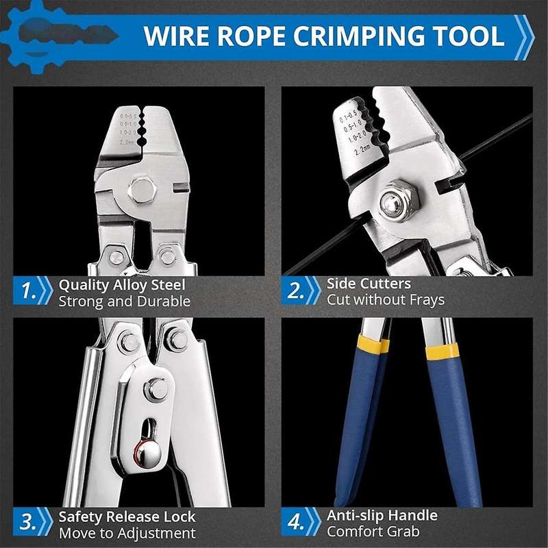 Wire Rope Crimping Tool Set for Wire Crimpers 0.1-2.2 mm with 150 Aluminum Double Tube Ferrules and