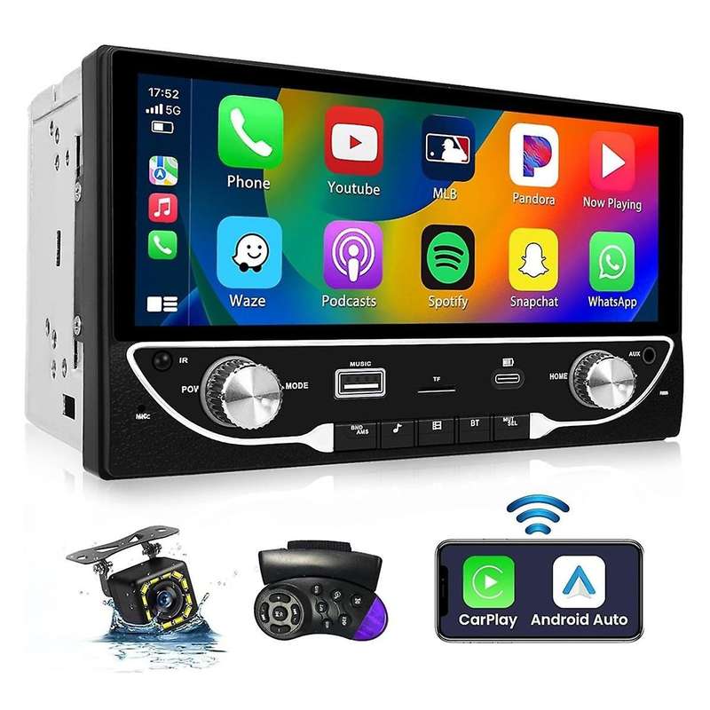 Wireless 2 Din Car Stereo Carplay Android Auto,6.86 Inch Car Radio,Bluetooth Mirror Link FM/SWC/USB