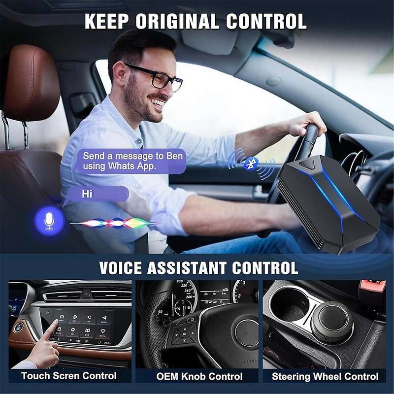 Wired to Wireless Carplay Adapter for Car Stereo with Type C Plug and Play WiFi Bluetooth 5.3 Receiv