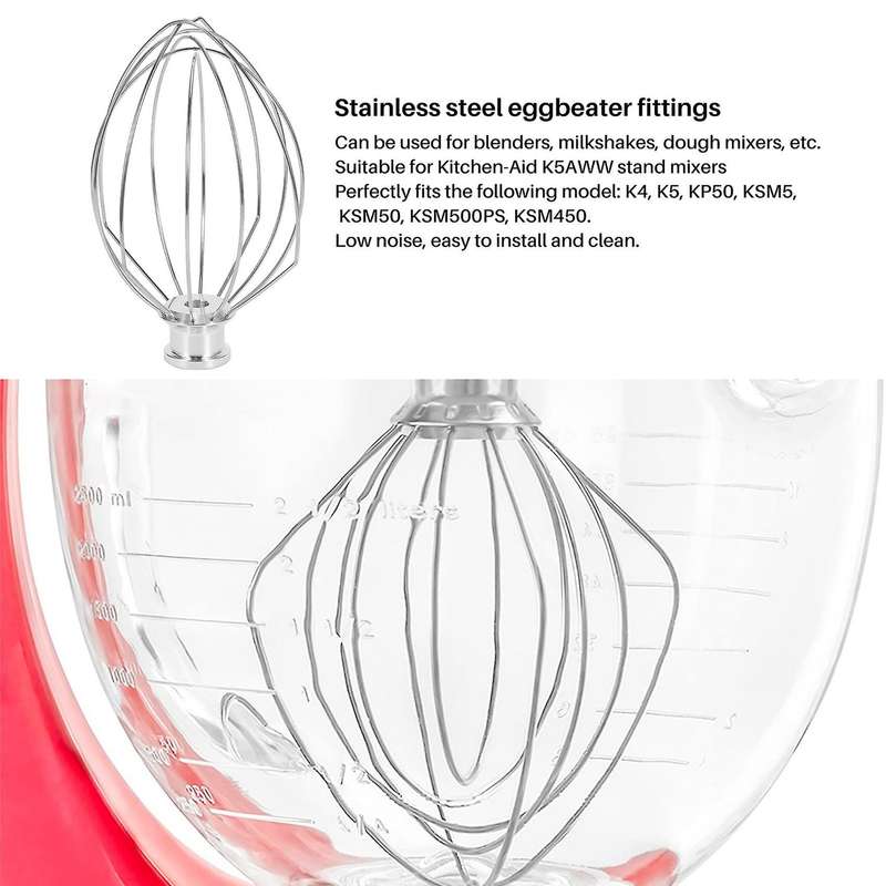 Wire Whip Attachment Compatible Tilt-Head Stand Mixer Compatible KitchenAid K5AWW
