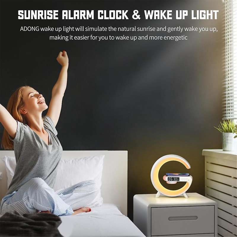 Wireless Atmosphere Bedside Light Music Lit Lamp 4-in-1 Alarm Clock & Bluetooth Speaker