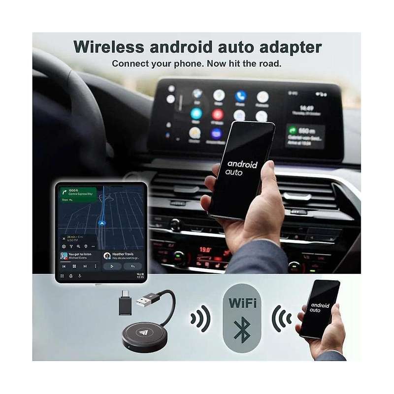 Wireless Android Auto Adapter, Wireless Android Auto Dongle, Android Auto Adapter for Android Phone