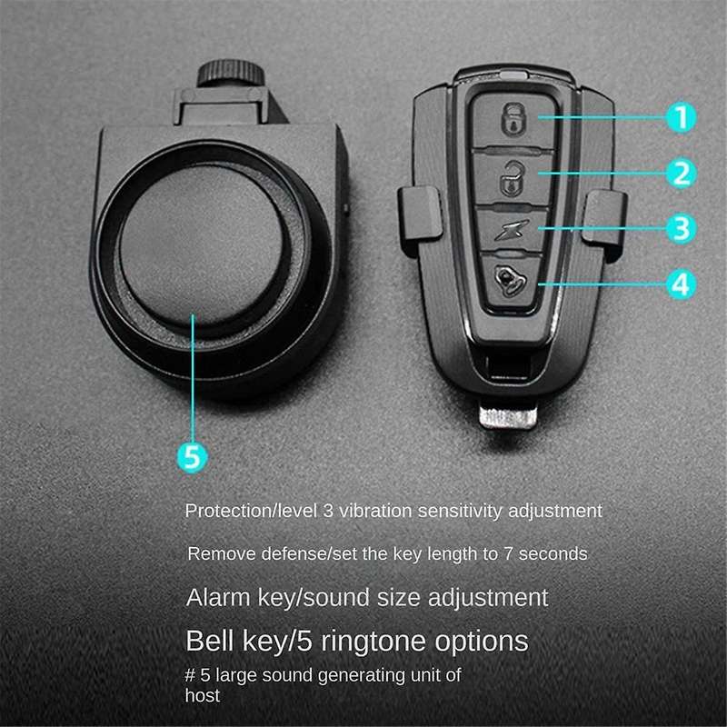 Wireless Bicycle Vibration Alarm USB Rechargeable Motorcycle Bike Alarm Remote Anti-Theft Bike Detec