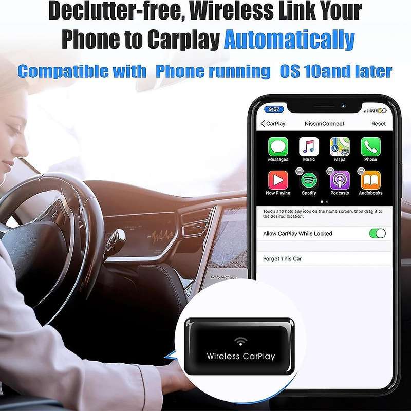 Wireless CarPlay Adapter 5Ghz WiFi Fastest Smallest Slimmest USB Wireless CarPlay Adapter for IOS Wi