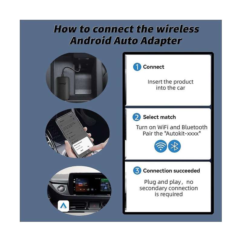 Wireless Carplay Adapter Auto Smart Ai Box Plug and Play WiFi BT Auto Connect for Wired Android Auto