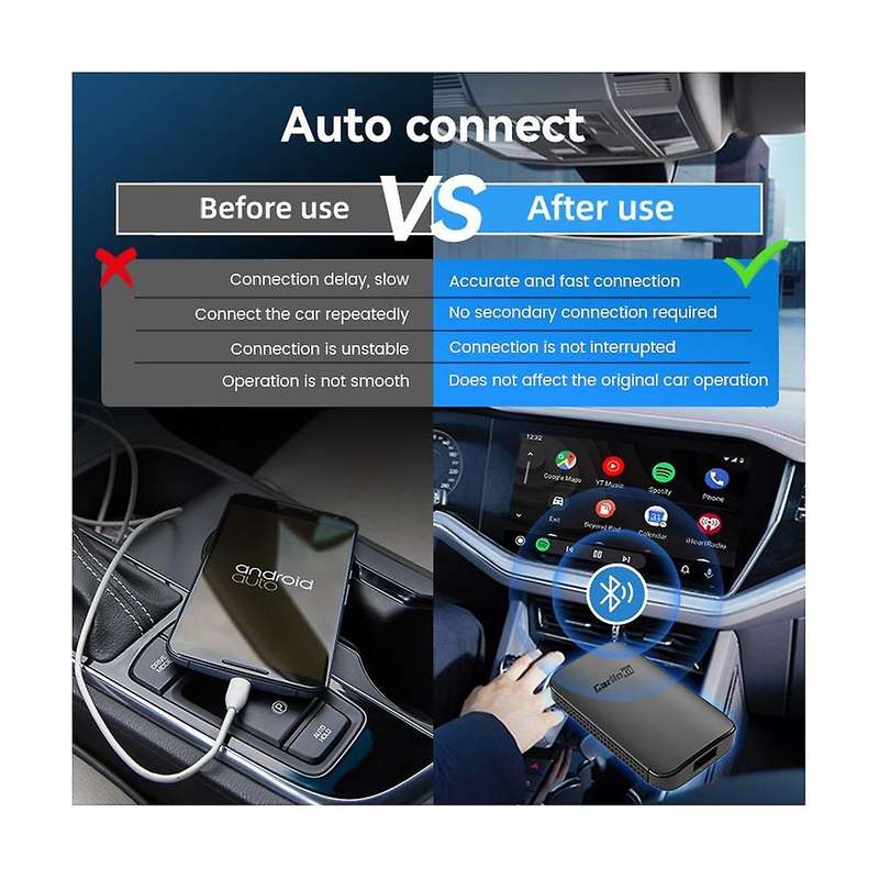 Wireless Carplay Adapter Auto Smart Ai Box Plug and Play WiFi BT Auto Connect for Wired Android Auto