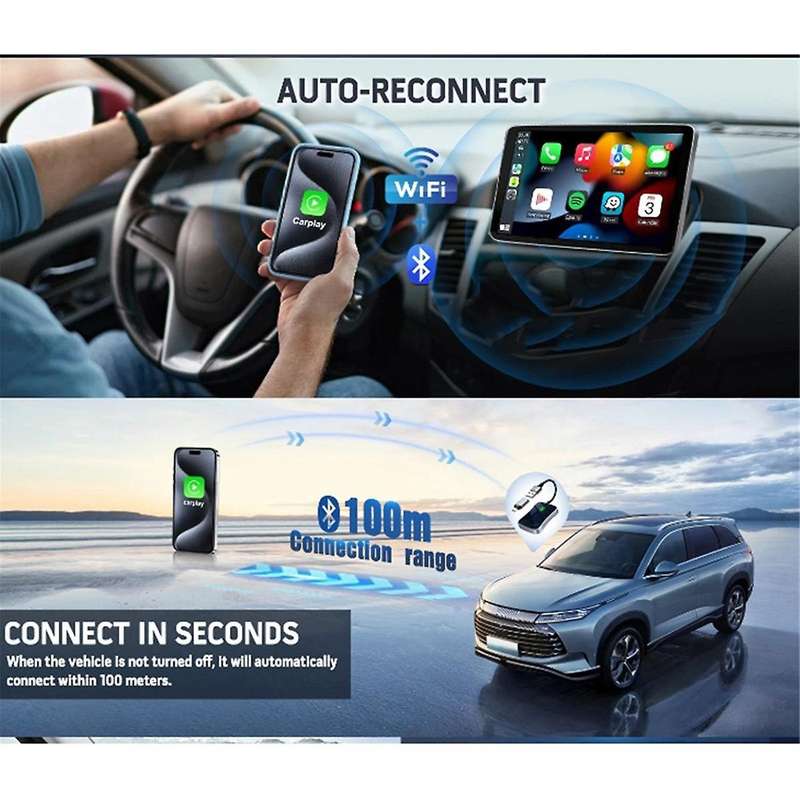 Wireless Carplay Adapter Carplay Wireless Adapter Convert Wired to Wireless 2024 Upgrade Plug & Play