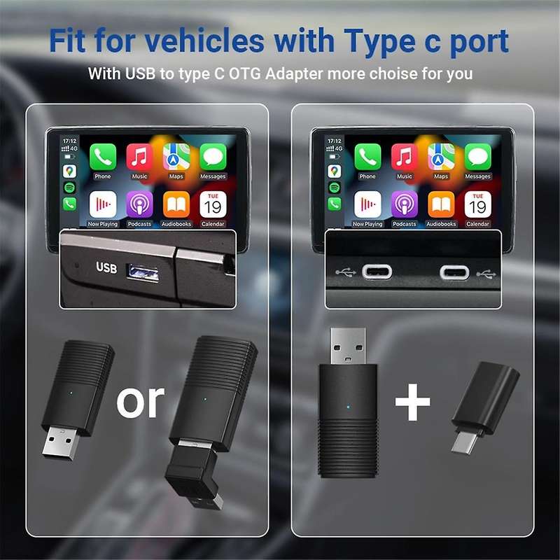 Wireless CarPlay Adapter Convert Wired to Wireless Carplay USB Bluetooth WiFi Fast Connect Plug and