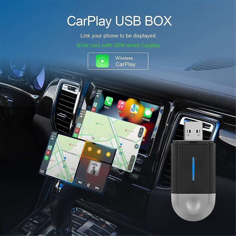 Wireless CarPlay Adapter, Car Dongle Converts Wired to Wireless, Type-C/USB, Plug & Play