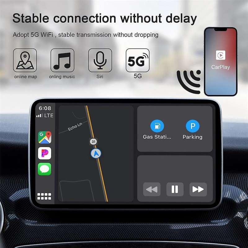 Wireless CarPlay Adapter Wired to Wireless Carplay Dongle for WiFi Online Update Wireless CarPlay Ad