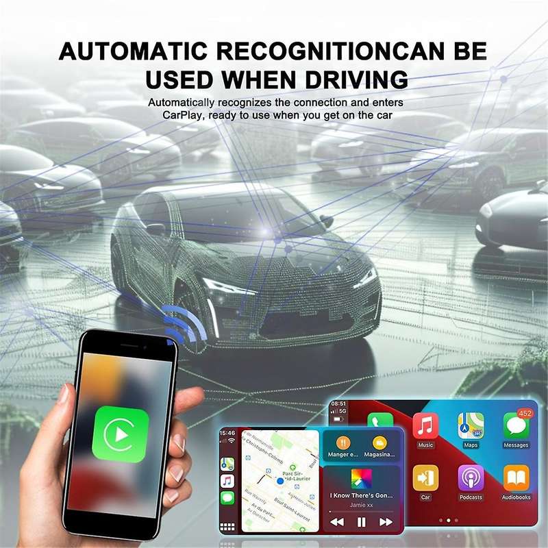 Wireless CarPlay Adapter, Plug & Play Dongle for IOS, Easy Installation, Compatible with Factory Wi