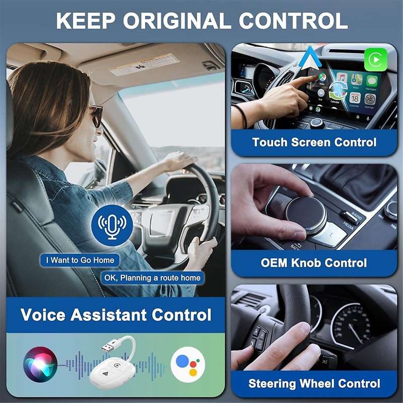 Wireless CarPlay Adapter, Wireless Android Auto Adapter Convert Wired to Wireless CarPlay Dongle for