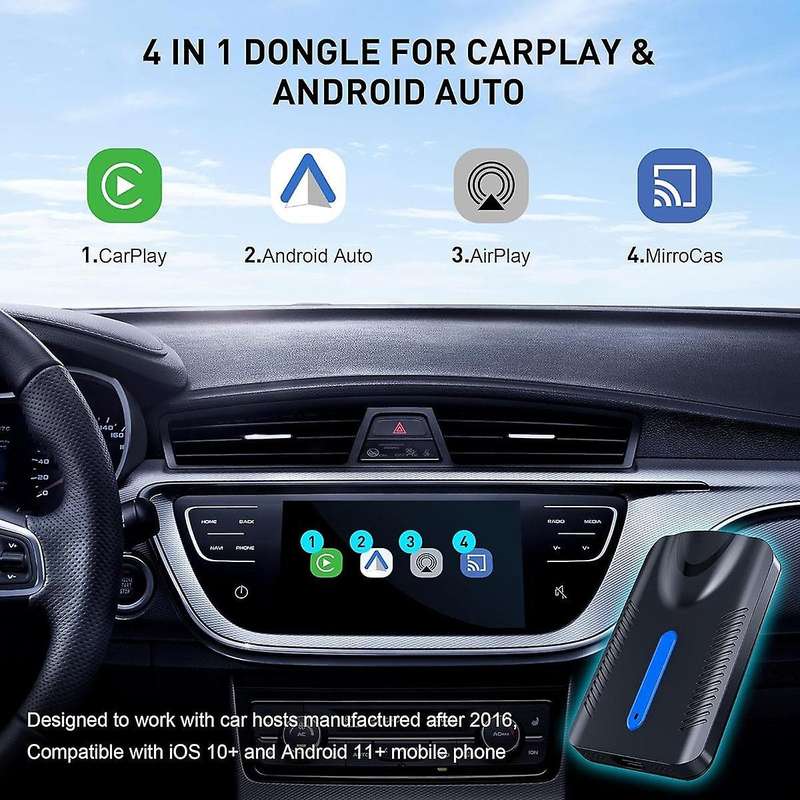 Wireless CarPlay Adapter, Wireless Android Auto Adapter, 4 in 1 USB Dongle for Cars CarPlay Android