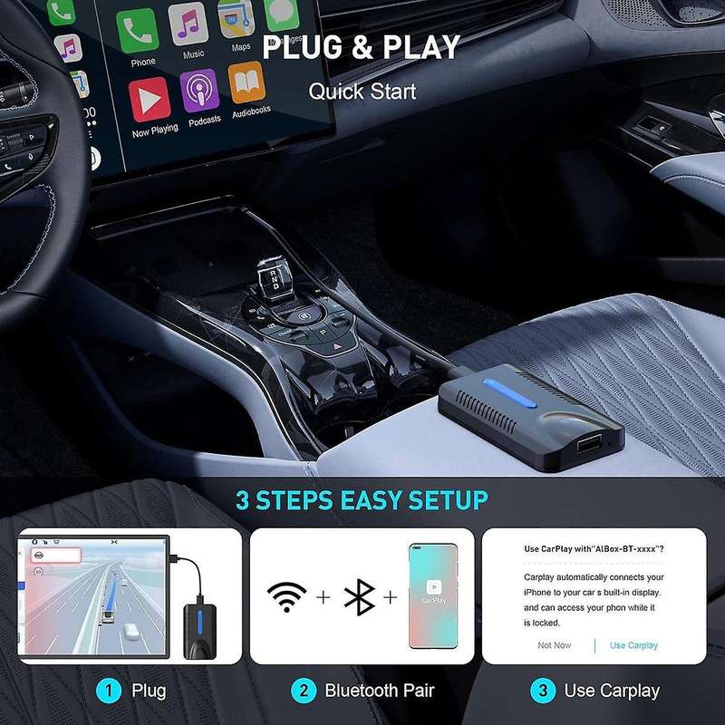 Wireless CarPlay Adapter, Wireless Android Auto Adapter, 4 in 1 USB Dongle for Cars CarPlay Android