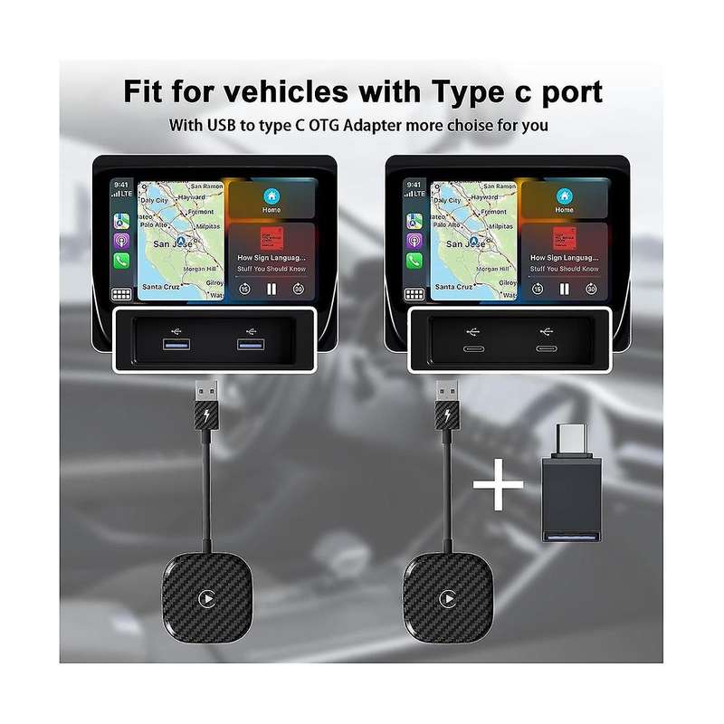 Wireless CarPlay Adapter, Carplay Wireless Adapter for Factory Wired CarPlay Plug & for Cars From 20