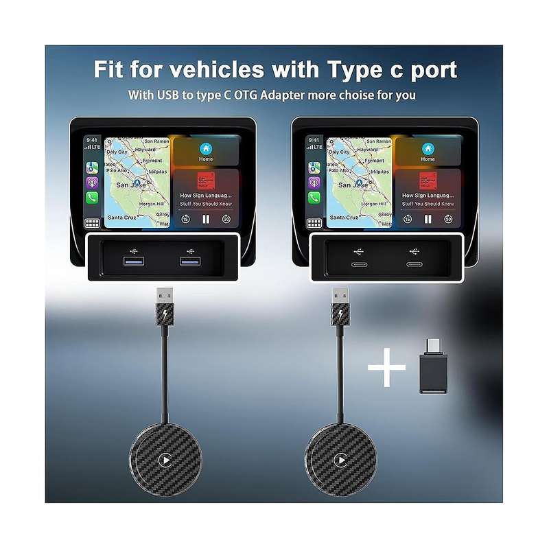 Wireless Carplay Adapter, Plug & Play for Carplay Wireless Adapter, Online Update Auto Connect Easy