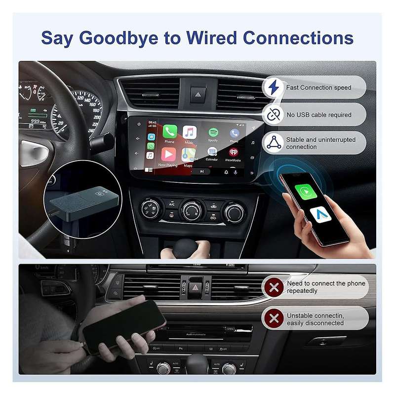 Wireless CarPlay Adapter, Wireless CarPlay Dongle Convert Wired to Wireless CarPlay/Android Auto fo