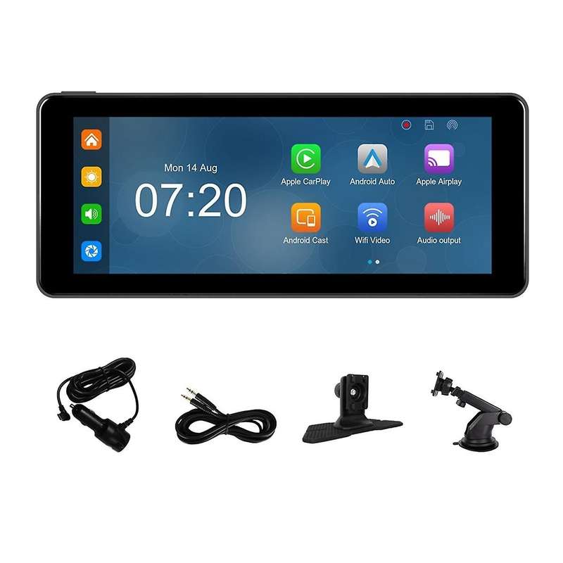 Wireless Carplay Android Auto Portable Car Stereo with Front Camera, Dash Cam 6.86Inch Car Radio Re