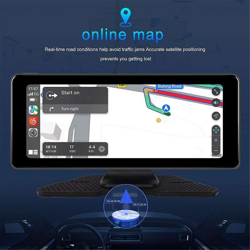 Wireless Carplay Android Auto Portable Car Stereo with Front Camera, Dash Cam 6.86Inch Car Radio Re