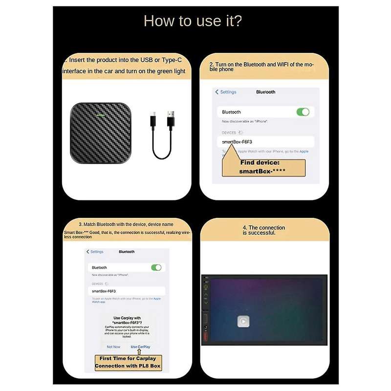 Wireless Carplay Android Adapter Android Auto Car Adapter 2-In-1 Wireless Adapter Convert Wired to
