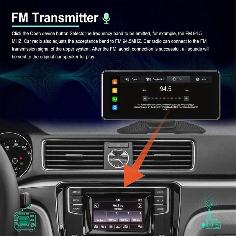 Wireless Carplay Car Stereo Portable 6.86In Touch Screen Android Auto Backup Camera Navigation Mirr