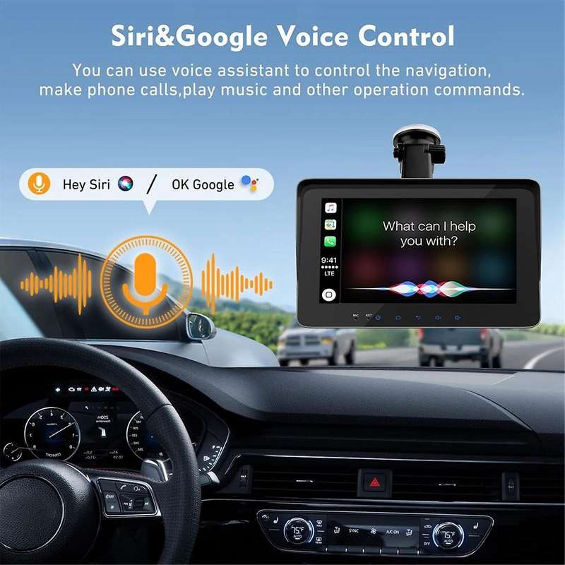 Wireless Carplay Android Auto, Portable Touch Screen Automatic Multimedia Player, Car Stereo with Mi