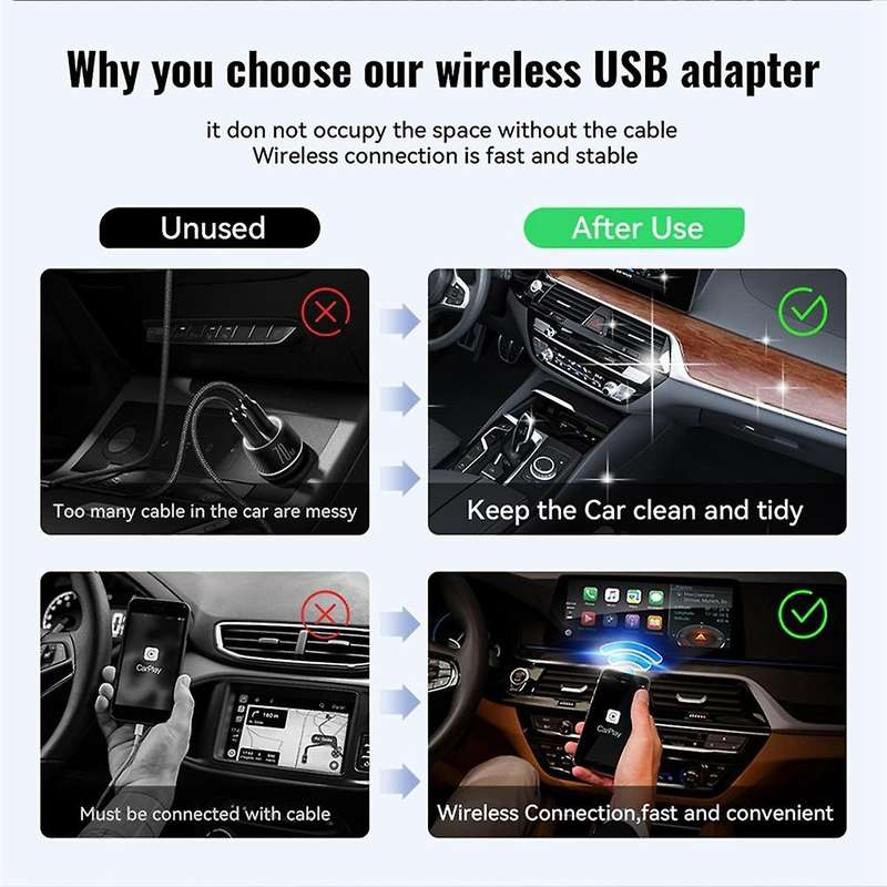 Wireless CarPlay Android Auto Wireless Adapter Smart Mini Box Plug and Play WiFi Fast Connect Unive