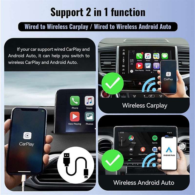 Wireless CarPlay Android Auto Wireless Adapter Smart Mini Box Plug and Play WiFi Fast Connect Unive