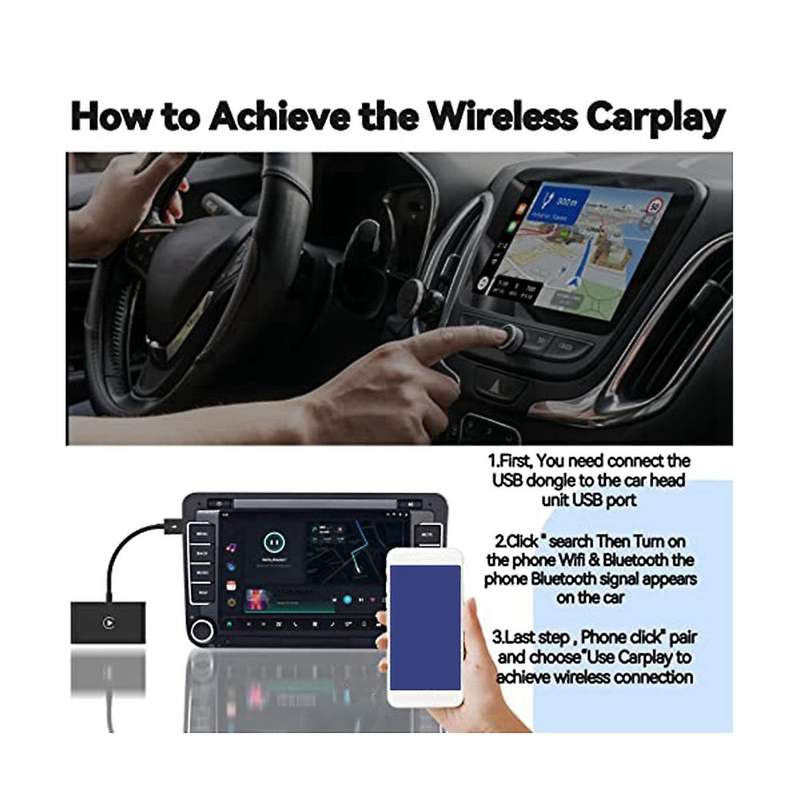 Wireless Carplay for Wired Carplay Car Wireless Fast and Easy Use Fit for From 2015 & Ios 10+(black